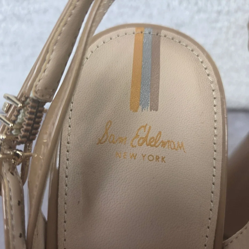 Sam Edelman Kia Block Heel Sandals Rose Nude Leather Ankle Strap Womens SZ11 M